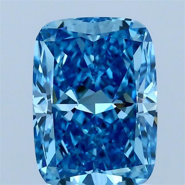 1.51 Carat Cushion Lab Grown Diamond, Fancy Vivid Blue Color, VS1 Clarity
