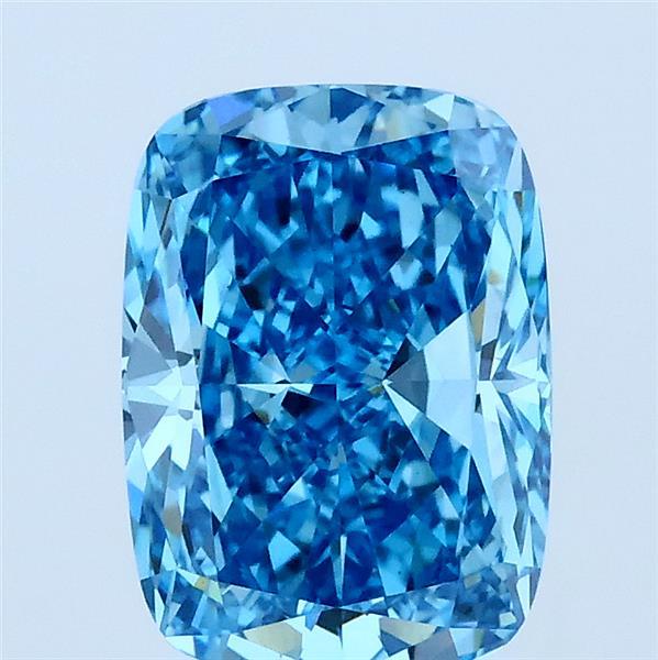 2.00 Carat Cushion Lab Grown Diamond, Fancy Vivid Blue Color, VVS2 Clarity