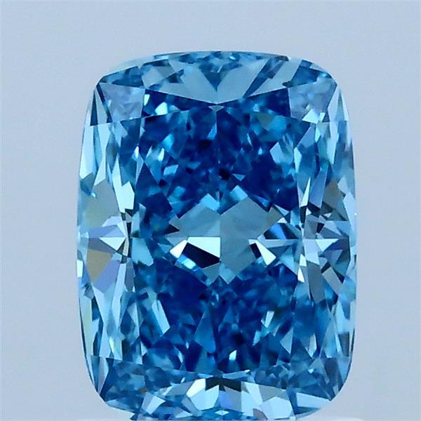 1.28 Carat Cushion Lab Grown Diamond, Fancy Vivid Blue Color, VVS2 Clarity