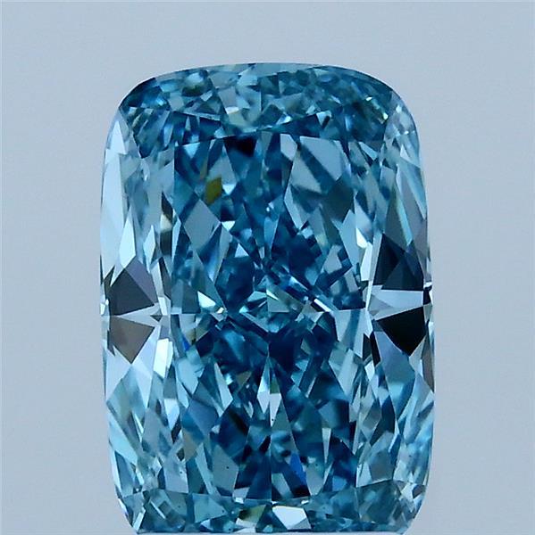 2.02 Carat Cushion Lab Grown Diamond, Fancy Vivid Blue Color, VS1 Clarity