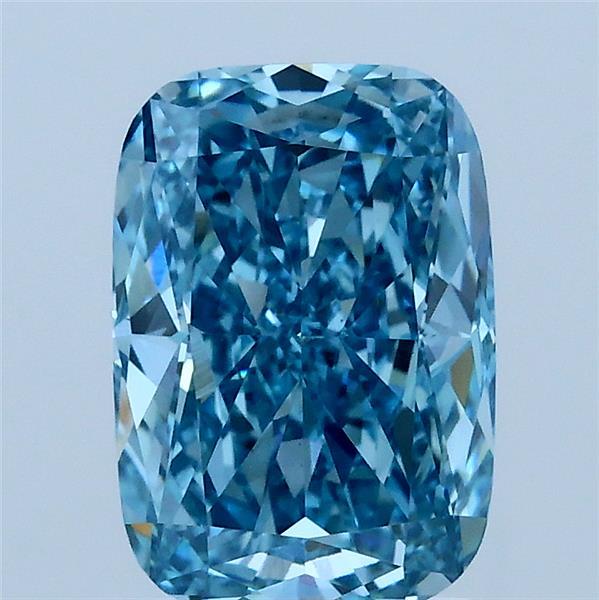 2.01 Carat Cushion Lab Grown Diamond, Fancy Vivid Blue Color, VVS2 Clarity