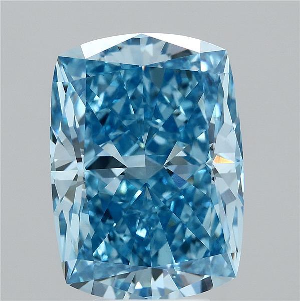 7.31 Carat Cushion Lab Grown Diamond, Fancy Vivid Blue Color, VVS2 Clarity