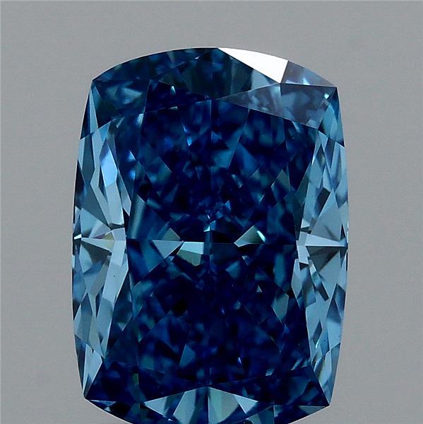 2.02 Carat Cushion Lab Grown Diamond, Fancy Vivid Blue Color, VS1 Clarity
