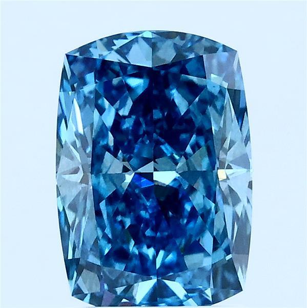 2.07 Carat Cushion Lab Grown Diamond, Fancy Vivid Blue Color, VS2 Clarity