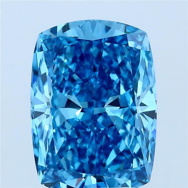 3.01 Carat Cushion Lab Grown Diamond, Fancy Vivid Blue Color, VS1 Clarity