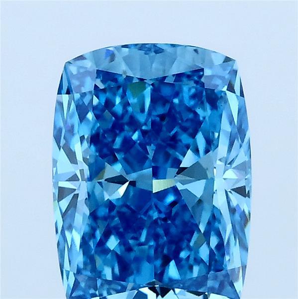 2.00 Carat Cushion Lab Grown Diamond, Fancy Vivid Blue Color, VS1 Clarity