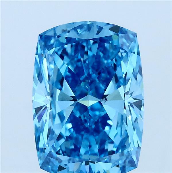 2.01 Carat Cushion Lab Grown Diamond, Fancy Vivid Blue Color, VVS2 Clarity