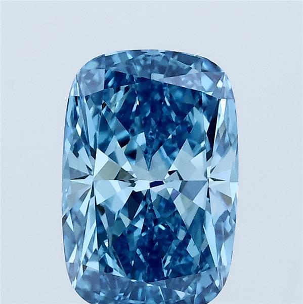 1.51 Carat Cushion Lab Grown Diamond, Fancy Vivid Blue Color, VVS2 Clarity