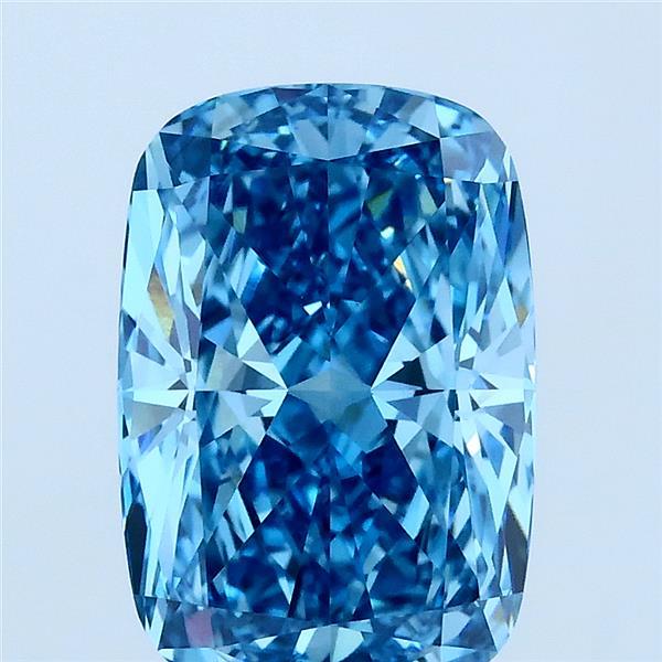 3.13 Carat Cushion Lab Grown Diamond, Fancy Vivid Blue Color, VS1 Clarity