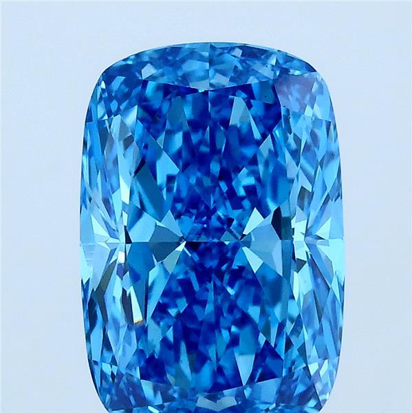 3.06 Carat Cushion Lab Grown Diamond, Fancy Vivid Blue Color, VS1 Clarity