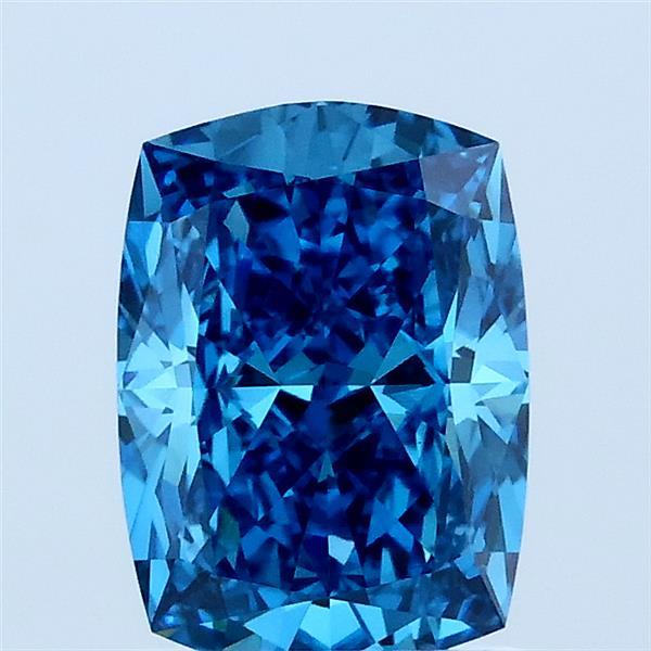 1.53 Carat Cushion Lab Grown Diamond, Fancy Vivid Blue Color, VVS2 Clarity