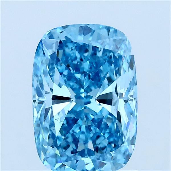 1.52 Carat Cushion Lab Grown Diamond, Fancy Vivid Blue Color, VS2 Clarity
