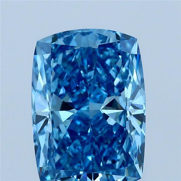 2.25 Carat Cushion Lab Grown Diamond, Fancy Vivid Blue Color, VS1 Clarity