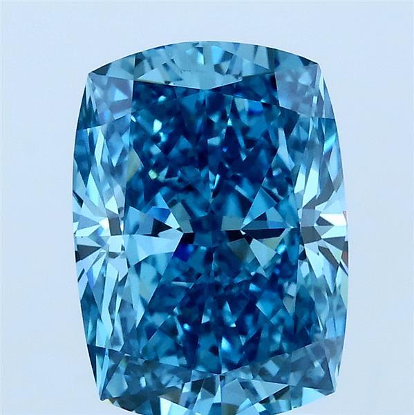 3.01 Carat Cushion Lab Grown Diamond, Fancy Vivid Blue Color, VS2 Clarity
