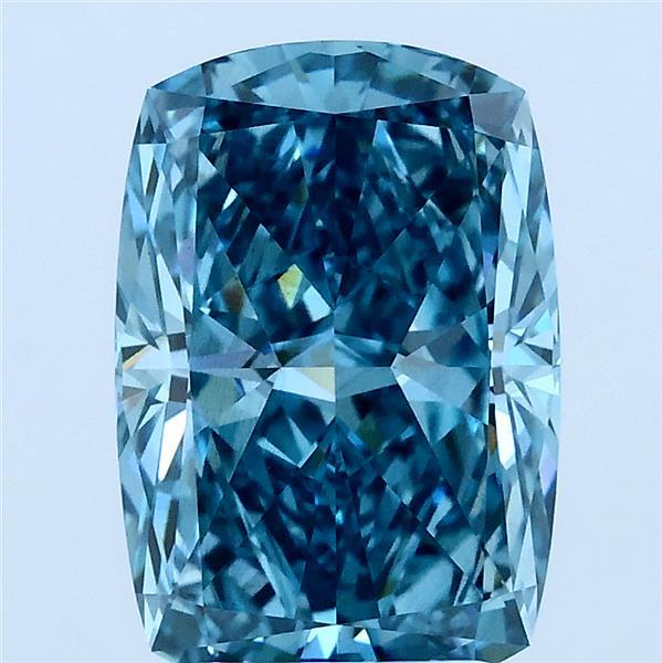3.02 Carat Cushion Lab Grown Diamond, Fancy Vivid Blue Color, VS2 Clarity