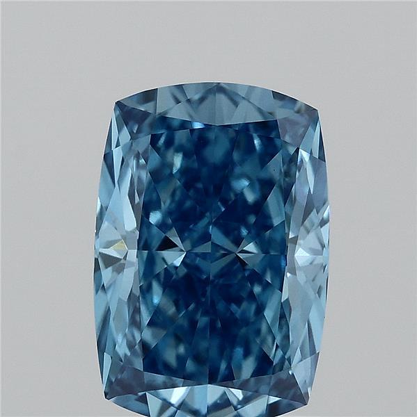 1.58 Carat Cushion Lab Grown Diamond, Fancy Vivid Blue Color, VVS2 Clarity