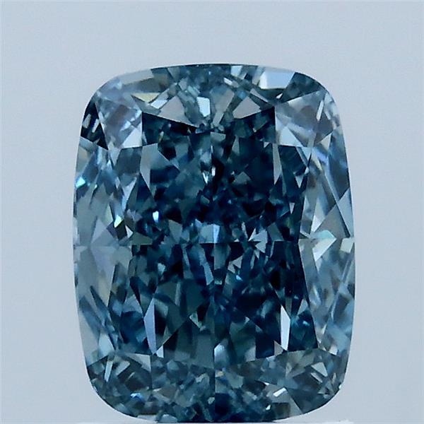 1.62 Carat Cushion Lab Grown Diamond, Fancy Vivid Blue Color, VS1 Clarity