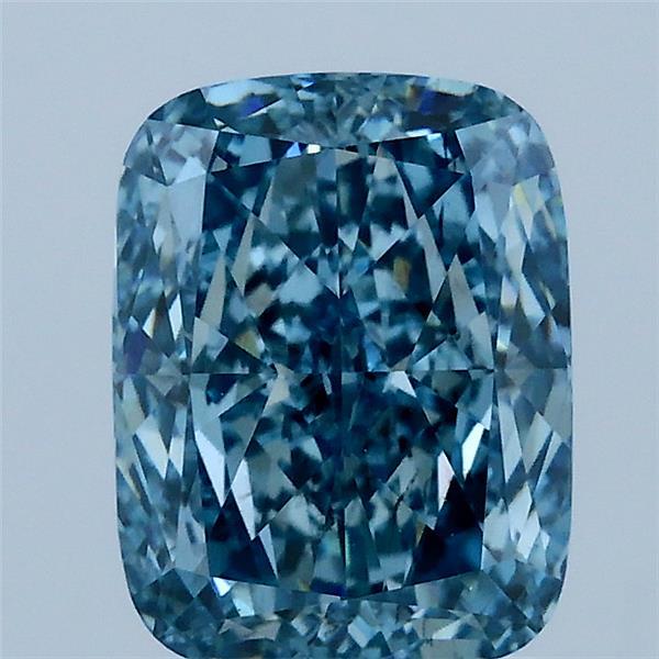 2.09 Carat Cushion Lab Grown Diamond, Fancy Vivid Blue Color, VS2 Clarity