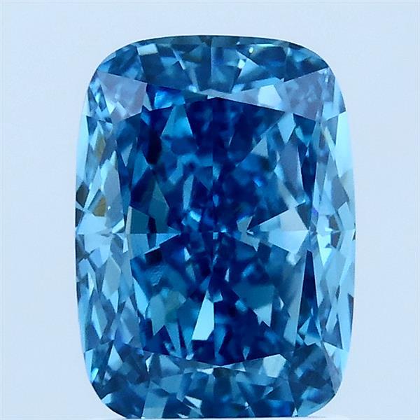 2.01 Carat Cushion Lab Grown Diamond, Fancy Vivid Blue Color, VS1 Clarity
