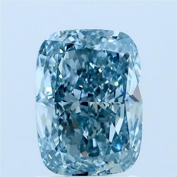 1.55 Carat Cushion Lab Grown Diamond, Fancy Intense Blue Color, VS1 Clarity