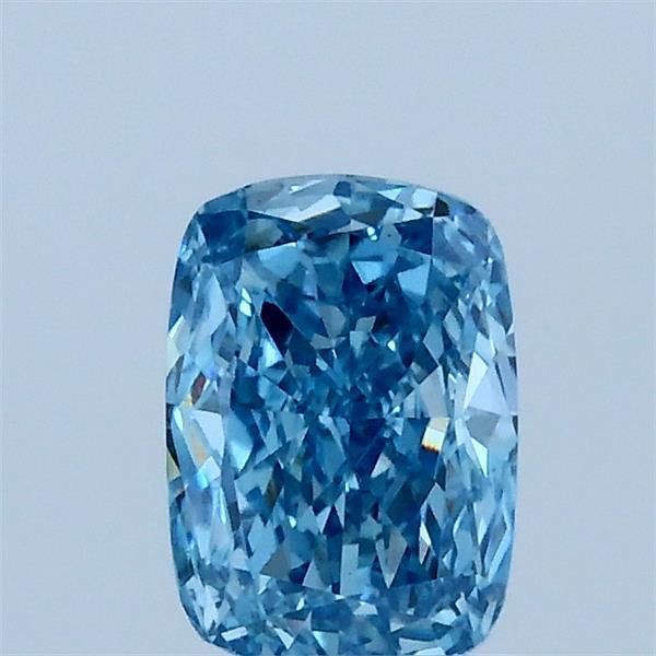 0.69 Carat Cushion Lab Grown Diamond, Fancy Vivid Blue Color, VS1 Clarity