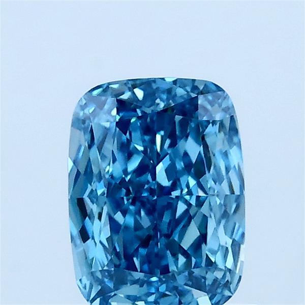 0.92 Carat Cushion Lab Grown Diamond, Fancy Vivid Blue Color, VVS2 Clarity