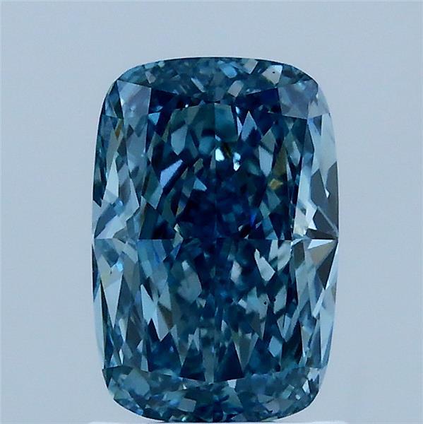 1.52 Carat Cushion Lab Grown Diamond, Fancy Vivid Blue Color, VS1 Clarity