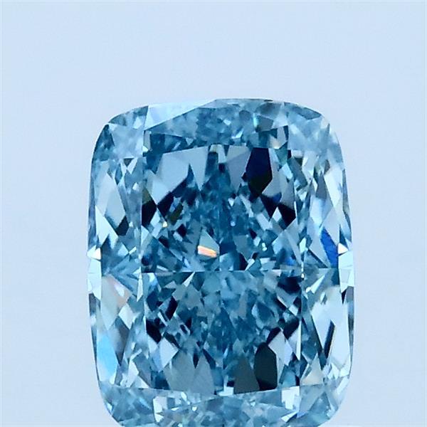 1.07 Carat Cushion Lab Grown Diamond, Fancy Vivid Blue Color, VS1 Clarity