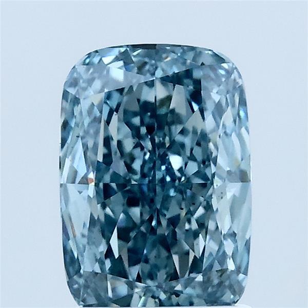 1.56 Carat Cushion Lab Grown Diamond, Fancy Vivid Blue Color, VS2 Clarity