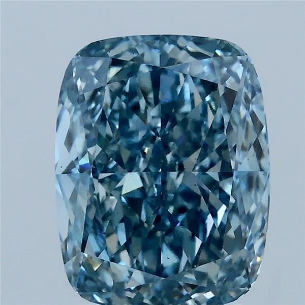 3.04 Carat Cushion Lab Grown Diamond, Fancy Vivid Blue Color, VS2 Clarity