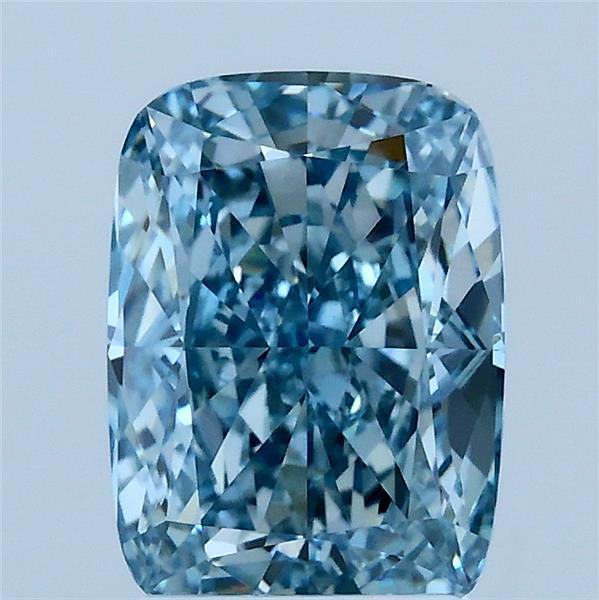 2.03 Carat Cushion Lab Grown Diamond, Fancy Intense Greenish Blue Color, VS1 Clarity