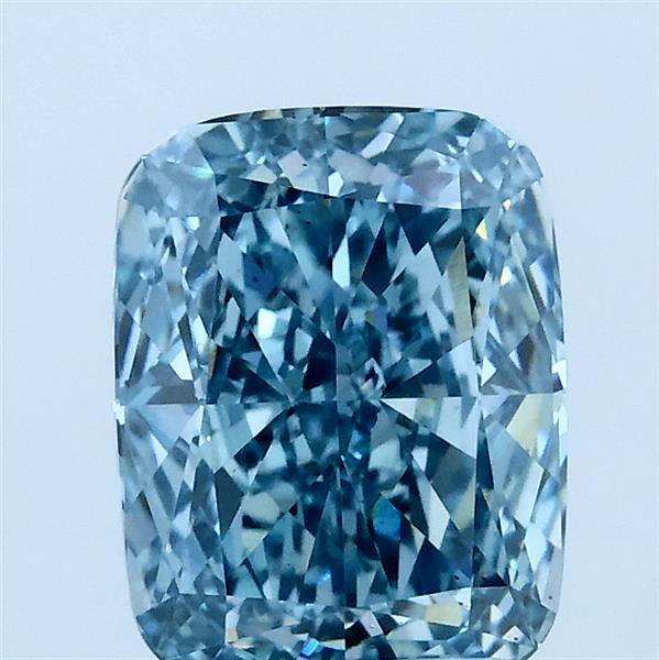 2.02 Carat Cushion Lab Grown Diamond, Fancy Vivid Greenish Blue Color, VS2 Clarity