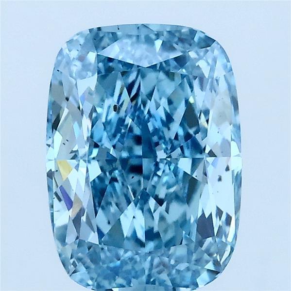 2.06 Carat Cushion Lab Grown Diamond, Fancy Vivid Blue Color, VS2 Clarity