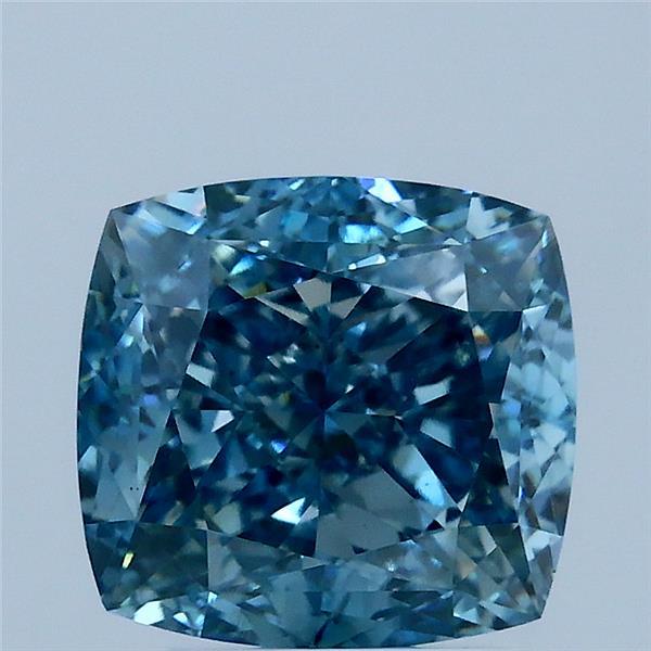 3.18 Carat Cushion Lab Grown Diamond, Fancy Vivid Blue Color, VS1 Clarity