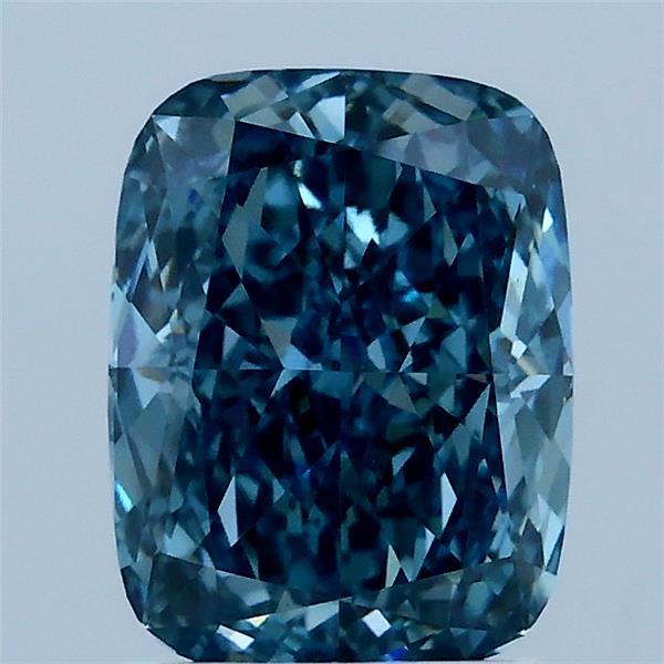 2.06 Carat Cushion Lab Grown Diamond, Fancy Vivid Blue Color, VS1 Clarity