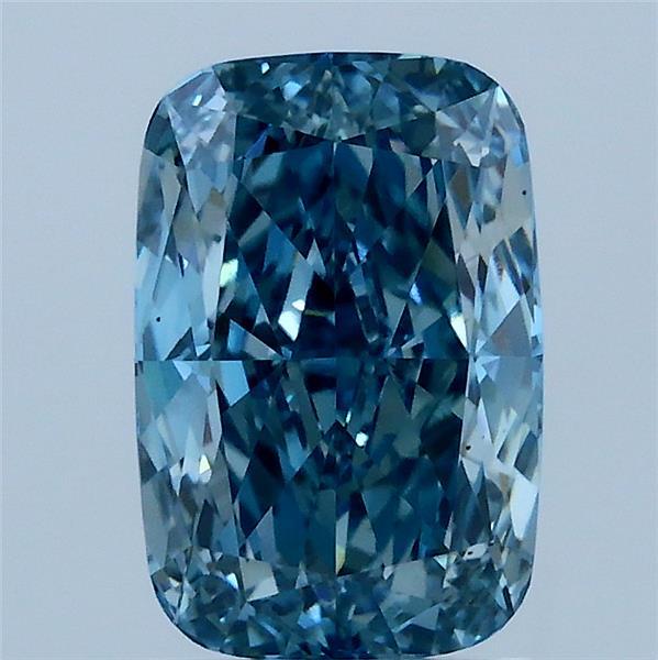 2.09 Carat Cushion Lab Grown Diamond, Fancy Vivid Blue Color, VS2 Clarity