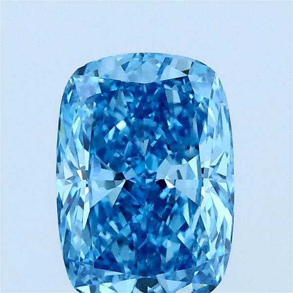 1.00 Carat Cushion Lab Grown Diamond, Fancy Vivid Blue Color, VS1 Clarity