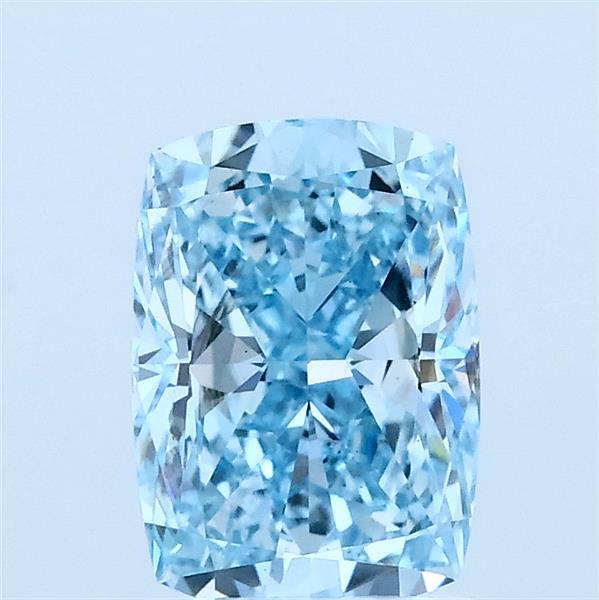 1.51 Carat Cushion Lab Grown Diamond, Fancy Vivid Blue Color, VS2 Clarity