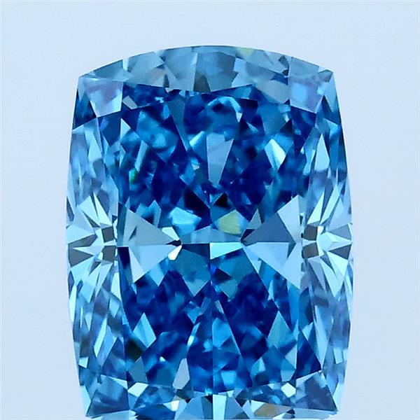 2.10 Carat Cushion Lab Grown Diamond, Fancy Vivid Blue Color, VS1 Clarity