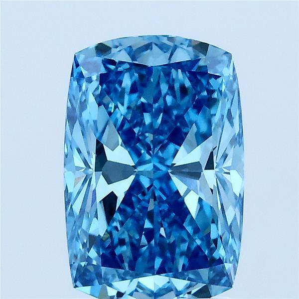 2.06 Carat Cushion Lab Grown Diamond, Fancy Vivid Blue Color, VVS2 Clarity
