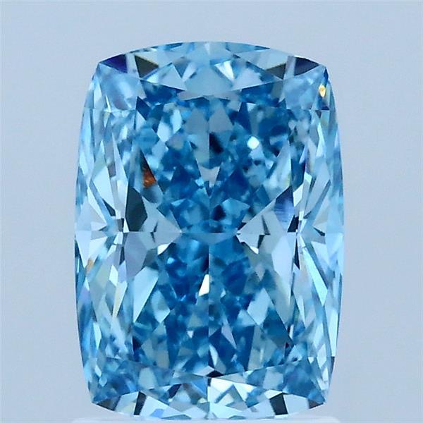 1.60 Carat Cushion Lab Grown Diamond, Fancy Vivid Blue Color, VVS2 Clarity