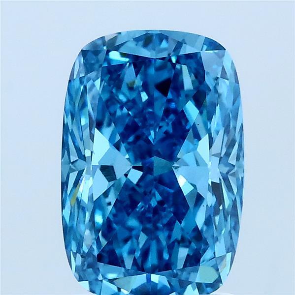 2.08 Carat Cushion Lab Grown Diamond, Fancy Vivid Blue Color, VS1 Clarity