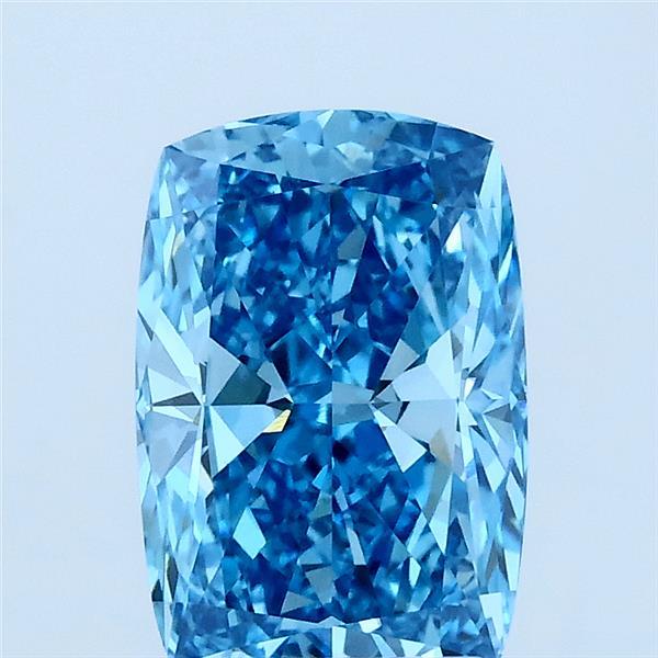 2.07 Carat Cushion Lab Grown Diamond, Fancy Vivid Blue Color, VVS2 Clarity