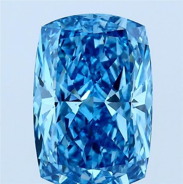 2.01 Carat Cushion Lab Grown Diamond, Fancy Vivid Blue Color, VS1 Clarity