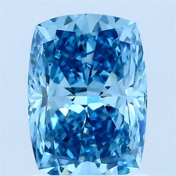 1.51 Carat Cushion Lab Grown Diamond, Fancy Vivid Blue Color, VS1 Clarity