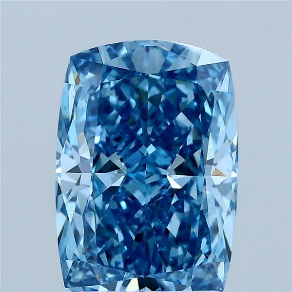 2.08 Carat Cushion Lab Grown Diamond, Fancy Vivid Blue Color, VS1 Clarity
