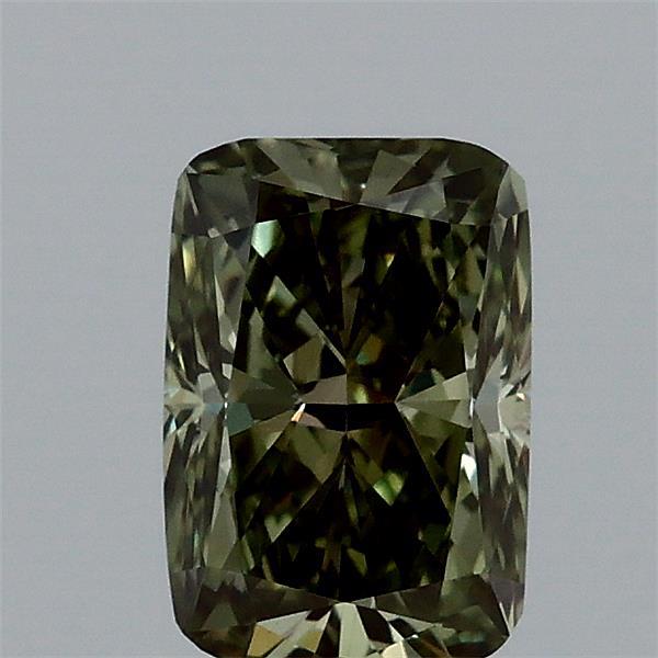 0.96 Carat Cushion Lab Grown Diamond, Fancy Vivid Green Color, VVS2 Clarity
