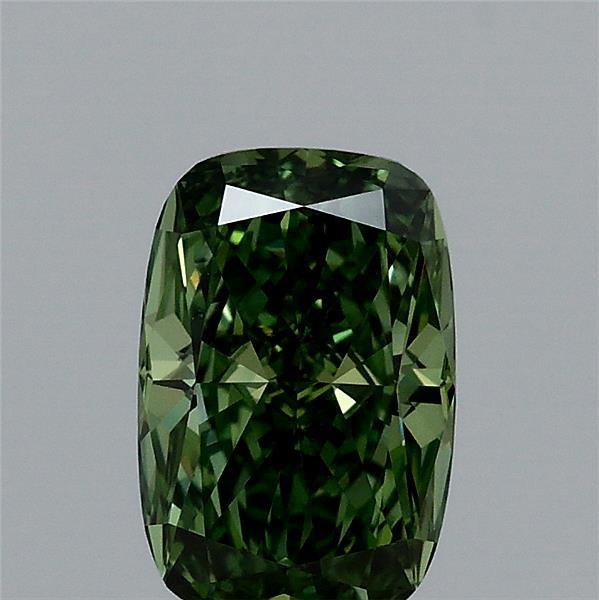 1.01 Carat Cushion Lab Grown Diamond, Fancy Vivid Green Color, VVS2 Clarity