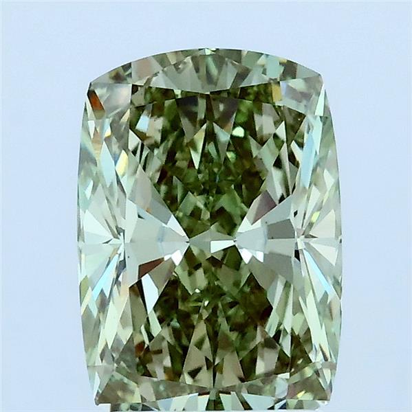 2.05 Carat Cushion Lab Grown Diamond, Fancy Intense Green Color, VS1 Clarity