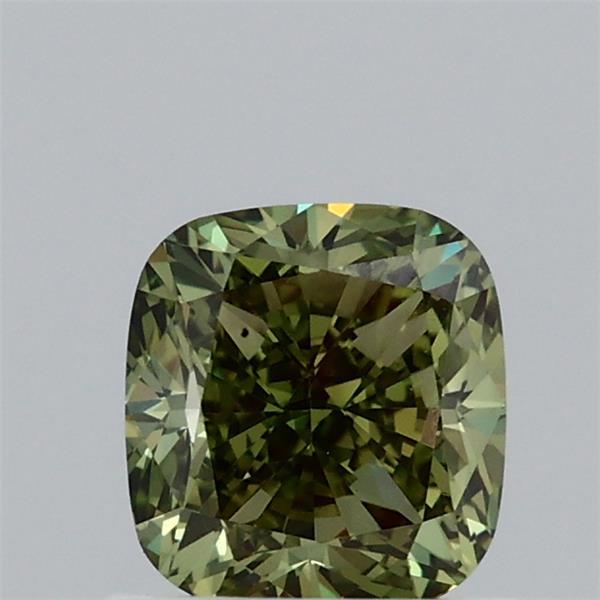 1.02 Carat Cushion Lab Grown Diamond, Fancy Vivid Green Color, VS2 Clarity